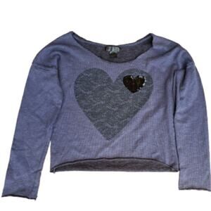 Sugar Girl's LG Wide Neck Lace Print Sequin Heart Sweatshirt